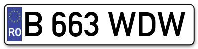 Placuta inmatriculare numar auto  B-663-WDW, B 663 WDW, B663WDW