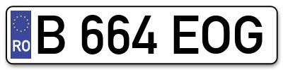 Placuta inmatriculare numar auto  B-664-EOG, B 664 EOG, B664EOG