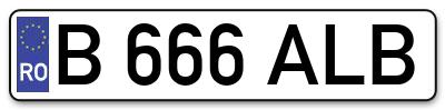 Placuta inmatriculare numar auto  B-666-ALB, B 666 ALB, B666ALB