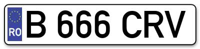 Placuta inmatriculare numar auto  B-666-CRV, B 666 CRV, B666CRV