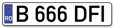 Placuta inmatriculare numar auto  B-666-DFI, B 666 DFI, B666DFI