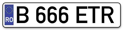 Placuta inmatriculare numar auto  B-666-ETR, B 666 ETR, B666ETR