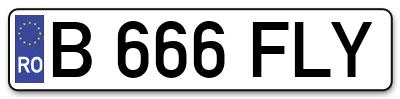 Placuta inmatriculare numar auto  B-666-FLY, B 666 FLY, B666FLY