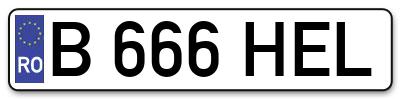 Placuta inmatriculare numar auto  B-666-HEL, B 666 HEL, B666HEL