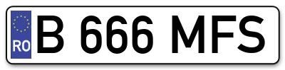 Placuta inmatriculare numar auto  B-666-MFS, B 666 MFS, B666MFS