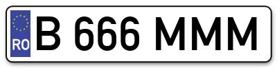 Placuta inmatriculare numar auto  B-666-MMM, B 666 MMM, B666MMM