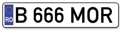 Placuta inmatriculare numar auto  B-666-MOR, B 666 MOR, B666MOR