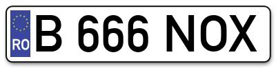 Placuta inmatriculare numar auto  B-666-NOX, B 666 NOX, B666NOX