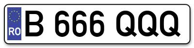 Placuta inmatriculare numar auto  B-666-QQQ, B 666 QQQ, B666QQQ