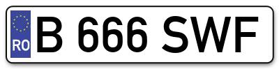 Placuta inmatriculare numar auto  B-666-SWF, B 666 SWF, B666SWF