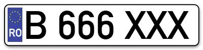 Placuta inmatriculare numar auto  B-666-XXX, B 666 XXX, B666XXX