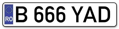 Placuta inmatriculare numar auto  B-666-YAD, B 666 YAD, B666YAD