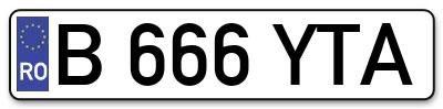 Placuta inmatriculare numar auto  B-666-YTA, B 666 YTA, B666YTA