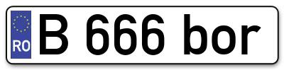 Placuta inmatriculare numar auto  B-666-bor, B 666 bor, B666bor