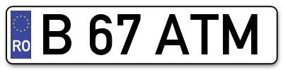 Placuta inmatriculare numar auto  B-67-ATM, B 67 ATM, B67ATM