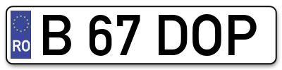 Placuta inmatriculare numar auto  B-67-DOP, B 67 DOP, B67DOP