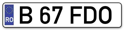 Placuta inmatriculare numar auto  B-67-FDO, B 67 FDO, B67FDO