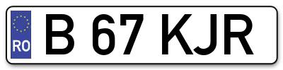 Placuta inmatriculare numar auto  B-67-KJR, B 67 KJR, B67KJR