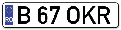Placuta inmatriculare numar auto  B-67-OKR, B 67 OKR, B67OKR