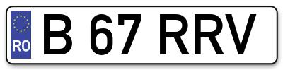 Placuta inmatriculare numar auto  B-67-RRV, B 67 RRV, B67RRV