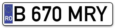 Placuta inmatriculare numar auto  B-670-MRY, B 670 MRY, B670MRY