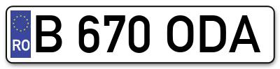 Placuta inmatriculare numar auto  B-670-ODA, B 670 ODA, B670ODA