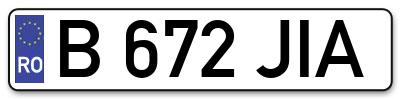 Placuta inmatriculare numar auto  B-672-JIA, B 672 JIA, B672JIA