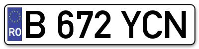 Placuta inmatriculare numar auto  B-672-YCN, B 672 YCN, B672YCN