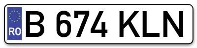 Placuta inmatriculare numar auto  B-674-KLN, B 674 KLN, B674KLN