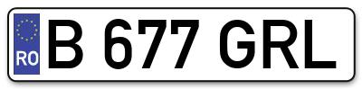 Placuta inmatriculare numar auto  B-677-GRL, B 677 GRL, B677GRL