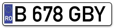 Placuta inmatriculare numar auto  B-678-GBY, B 678 GBY, B678GBY