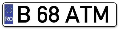 Placuta inmatriculare numar auto  B-68-ATM, B 68 ATM, B68ATM