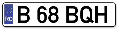 Placuta inmatriculare numar auto  B-68-BQH, B 68 BQH, B68BQH