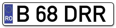 Placuta inmatriculare numar auto  B-68-DRR, B 68 DRR, B68DRR