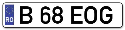 Placuta inmatriculare numar auto  B-68-EOG, B 68 EOG, B68EOG