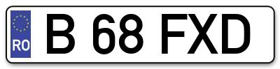 Placuta inmatriculare numar auto  B-68-FXD, B 68 FXD, B68FXD