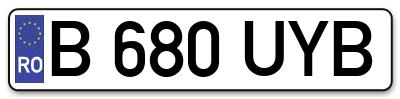 Placuta inmatriculare numar auto  B-680-UYB, B 680 UYB, B680UYB