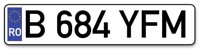 Placuta inmatriculare numar auto  B-684-YFM, B 684 YFM, B684YFM