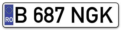Placuta inmatriculare numar auto  B-687-NGK, B 687 NGK, B687NGK