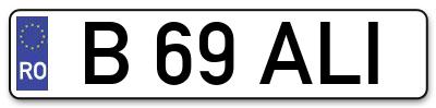 Placuta inmatriculare numar auto  B-69-ALI, B 69 ALI, B69ALI