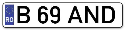 Placuta inmatriculare numar auto  B-69-AND, B 69 AND, B69AND
