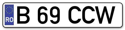 Placuta inmatriculare numar auto  B-69-CCW, B 69 CCW, B69CCW