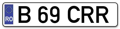 Placuta inmatriculare numar auto  B-69-CRR, B 69 CRR, B69CRR