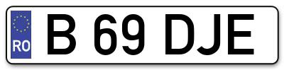 Placuta inmatriculare numar auto  B-69-DJE, B 69 DJE, B69DJE