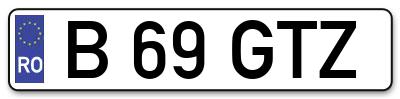 Placuta inmatriculare numar auto  B-69-GTZ, B 69 GTZ, B69GTZ