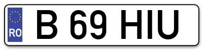 Placuta inmatriculare numar auto  B-69-HIU, B 69 HIU, B69HIU
