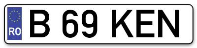 Placuta inmatriculare numar auto  B-69-KEN, B 69 KEN, B69KEN
