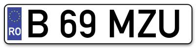 Placuta inmatriculare numar auto  B-69-MZU, B 69 MZU, B69MZU