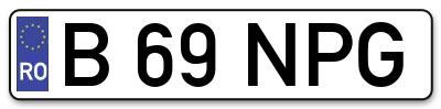 Placuta inmatriculare numar auto  B-69-NPG, B 69 NPG, B69NPG