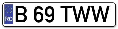 Placuta inmatriculare numar auto  B-69-TWW, B 69 TWW, B69TWW